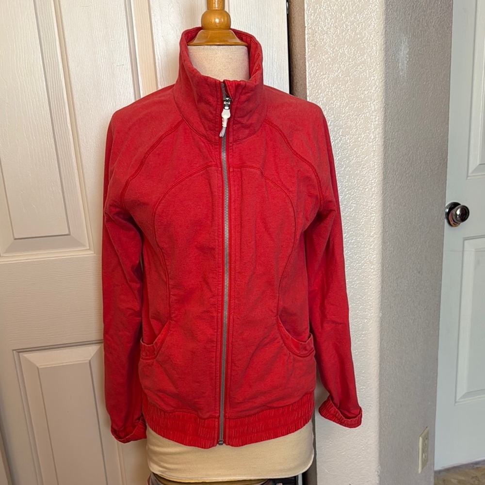 Lululemon Athletica Red Bomber Jacket with High Collar